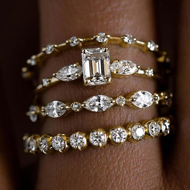 Huitan Ringe, Gold, Zirkonia, Damen - Bild 1