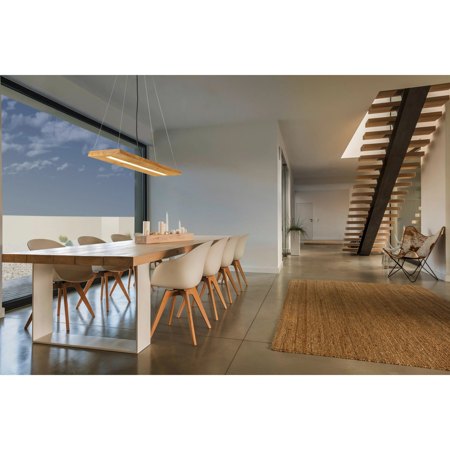 Trio LED-Pendelleuchte modern in Nickel antik und Echtholz braun - Bild 2