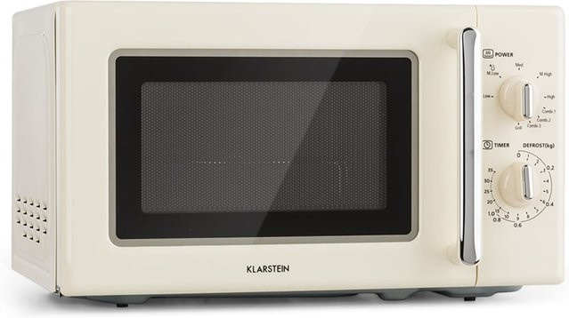 Klarstein Caroline Mikrowelle mit Grillfunktion in Creme Beige, 20 Liter, 1000 W, Durchmesser: 25,5 cm - Bild 1
