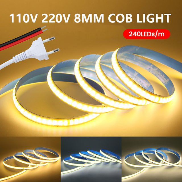 KISUFU COB LED Streifen Licht Weiß mit 240 LEDs/m und Netzteil - Bild 1