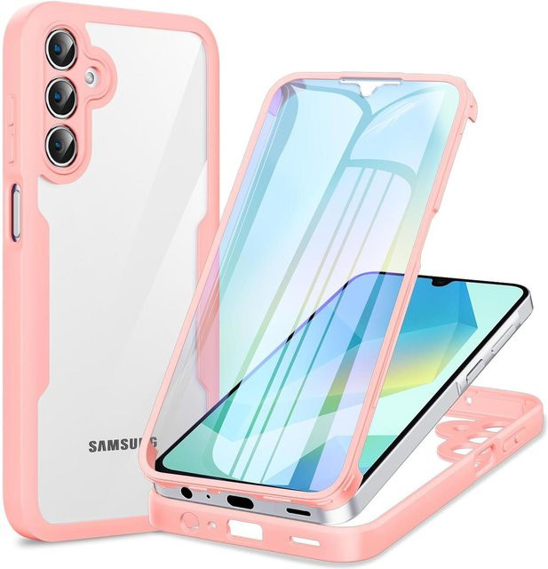 Ganzkörper-Schutzhülle für Samsung Galaxy A15 4G/5G A16 A17 A25 A26 A35 A36 A37 A55 A56 A57 5G in Rosa/Transparent - Bild 1