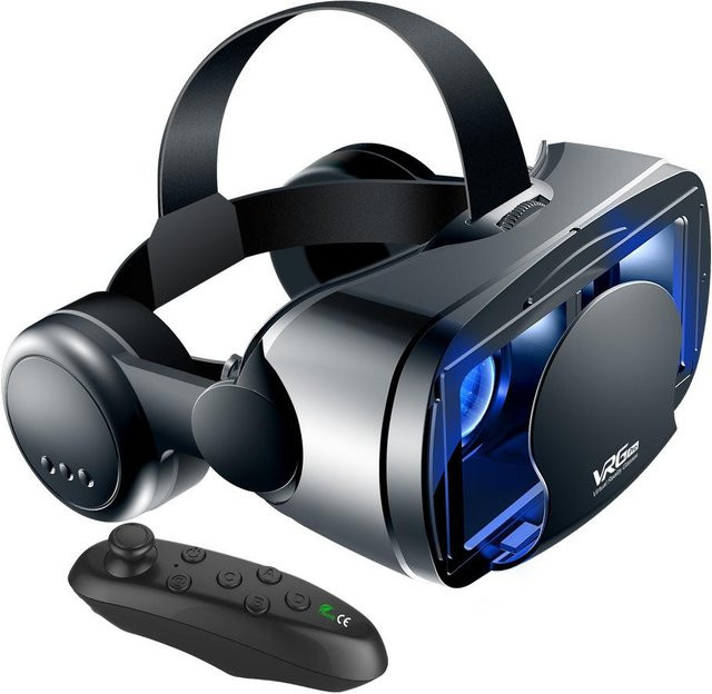 QINQING 3D VR Smart Brille Headset mit Controller und 7 Zoll Weitwinkelobjektiv in Schwarz - Bild 1