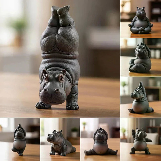 Handgefertigte Yoga Master Nilpferd Statue aus Harz von JETTING für deine Meditation und Dekoration zu Hause - Bild 1