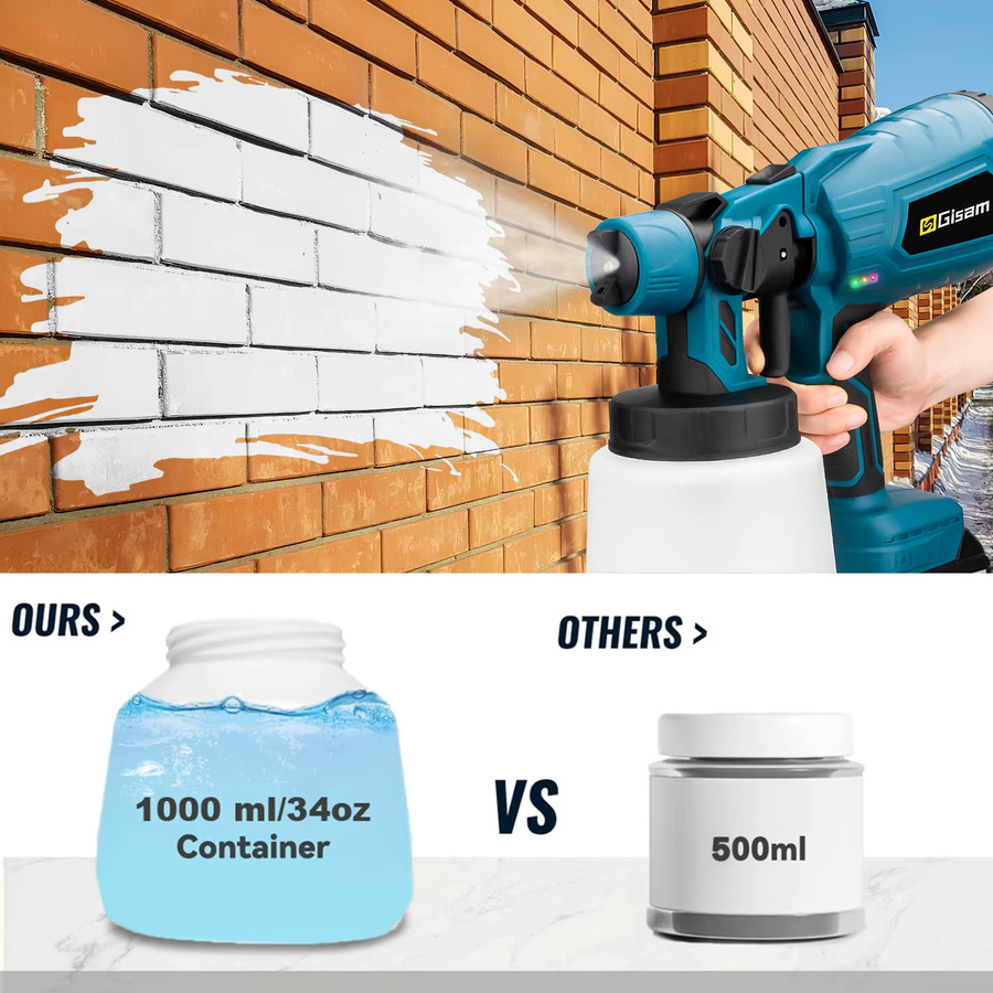 Makita Akku-Farbspritzpistole HVLP Elektrische Spritzpistole für Auto und Möbel in Blau mit 1000 ml Behälter - Bild 2