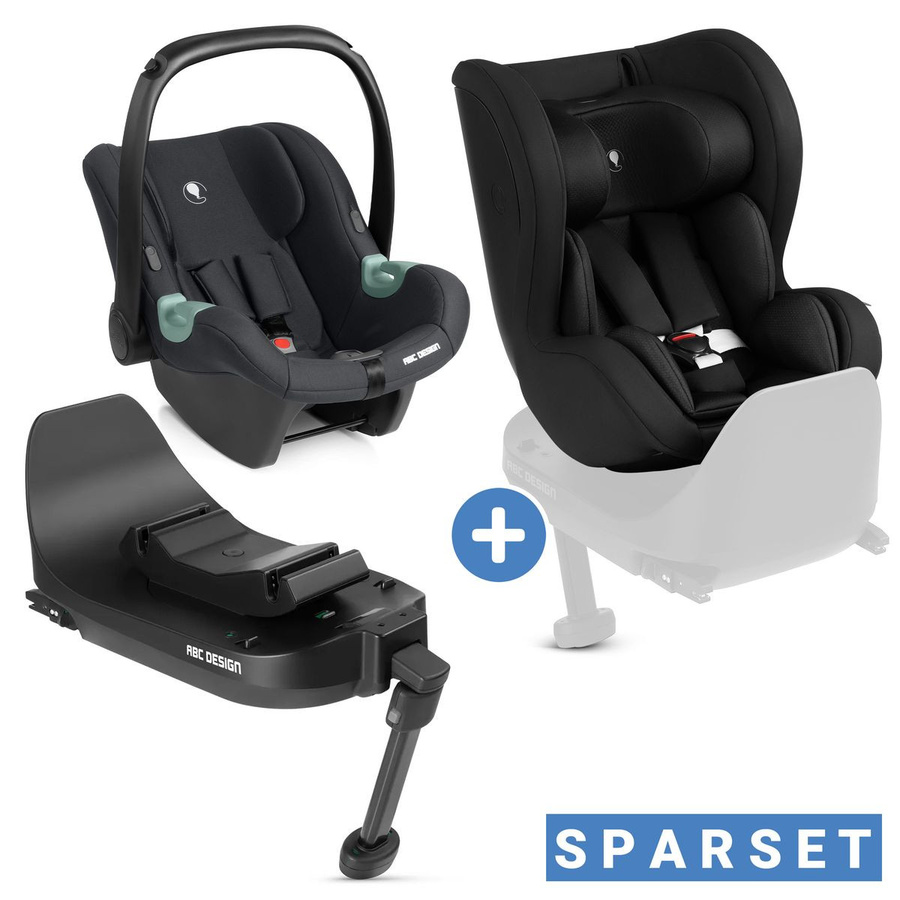 ABC Design 3-tlg. Kindersitz-Set mit Babyschale Tulip, Reboarder Lily und Isofix Base Root in Black - Bild 1