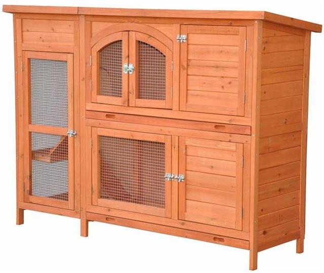 Nanook Hasenstall XL Jumbo Kaninchenstall aus Holz in Natur Braun B: 145 cm, H: 108 cm, T: 145 cm - Bild 1