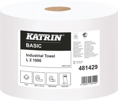 KATRIN Putzpapier L2, 2-lagig, weiß, 2 Rollen mit je 1000 Tüchern, Tuchgröße ca. 22 x 36 cm - Bild 1