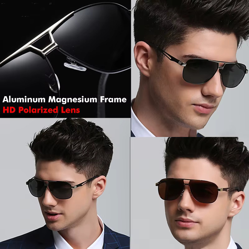 Monmandi Sonnenbrille Aviator, Vollrand, Metall, schwarz, Herren, polarisiert, Farbwechsel - Bild 2
