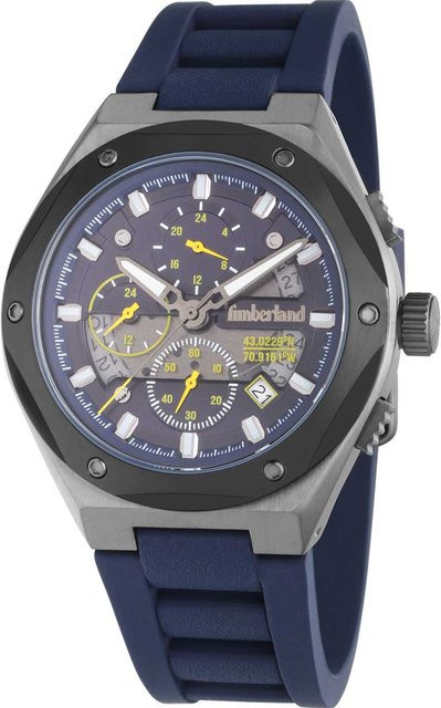 Timberland Chronograph Herrenuhr, Quarz, Edelstahl, 45 mm, Blau, Silikon - Bild 1