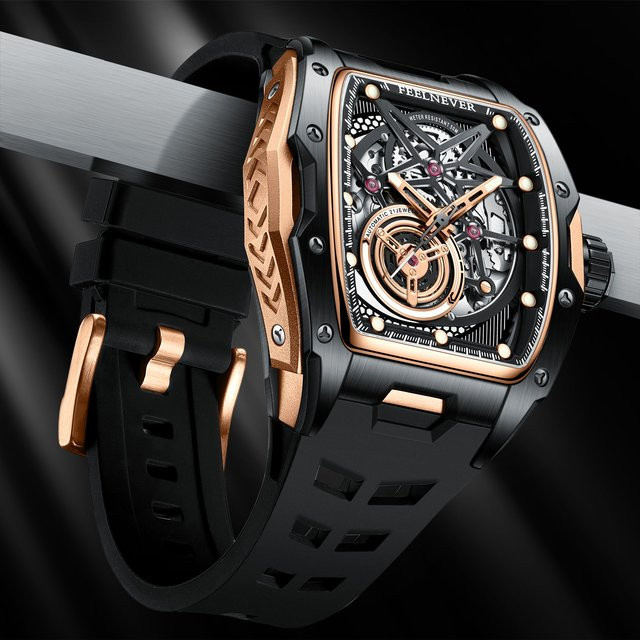 FeelNever Armbanduhr Automatik, Edelstahl, Schwarz, Herren - Bild 1