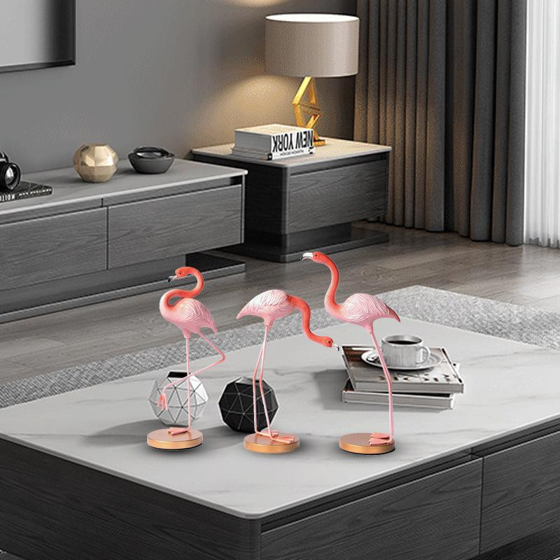 Yiran Furniture Flamingo Ornamente in Pink aus Harz und Kunststoff für die Tischdekoration - Bild 2
