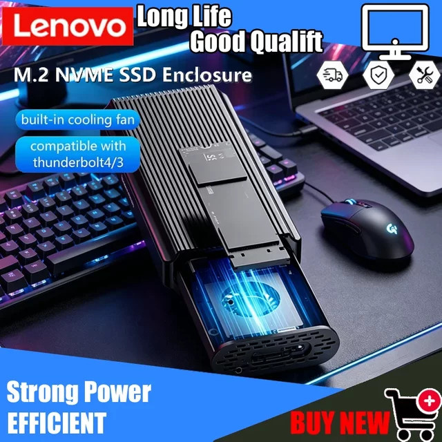 Lenovo USB4 40Gbps M.2 NVMe SSD-Gehäuse mit PCIe 4.0 Hochgeschwindigkeit und Kühlventilator, kompatibel mit Thunderbolt 4/3 - Bild 1