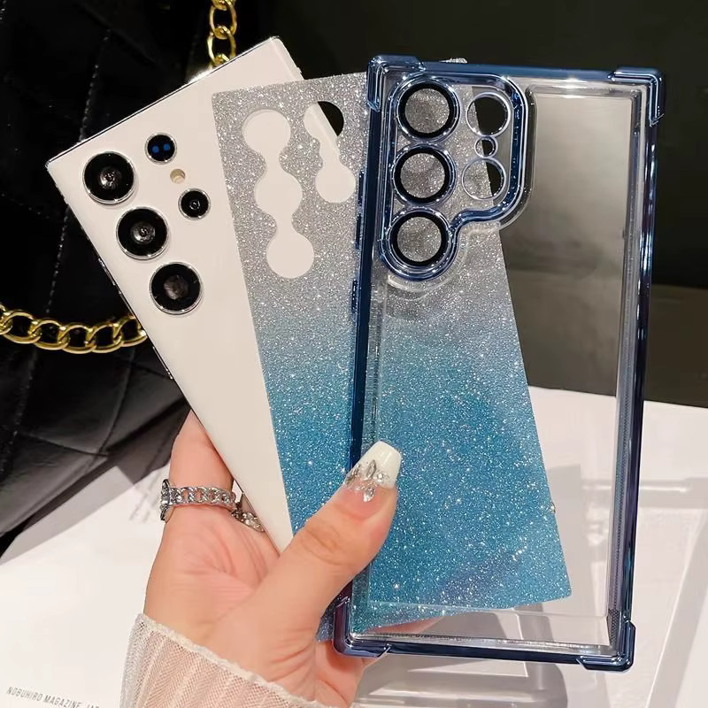 Stoßfeste Glitzer Soft-TPU Handyhülle für Samsung Galaxy S26 Ultra S25 Edge S24 S23 FE Plus mit Airbag-Schutz in Grün - Bild 2