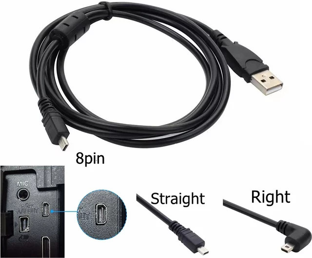 UXG USB auf Mini 8-poliges UC-E6 Digitalkamera-USB-Datenkabel in Schwarz für Nikon Coolpix Finepix JV100 JV110 JV160 JV170 Panasonic Olympus Sony - Bild 1