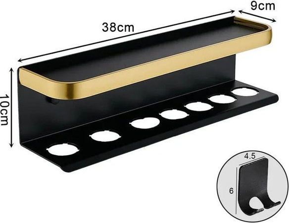 Bestbags Wand-Haartrocknerhalter in Schwarz als Organizer für Dyson Airwrap und Lockenstab zur Aufbewahrung von Föhn und Make-up