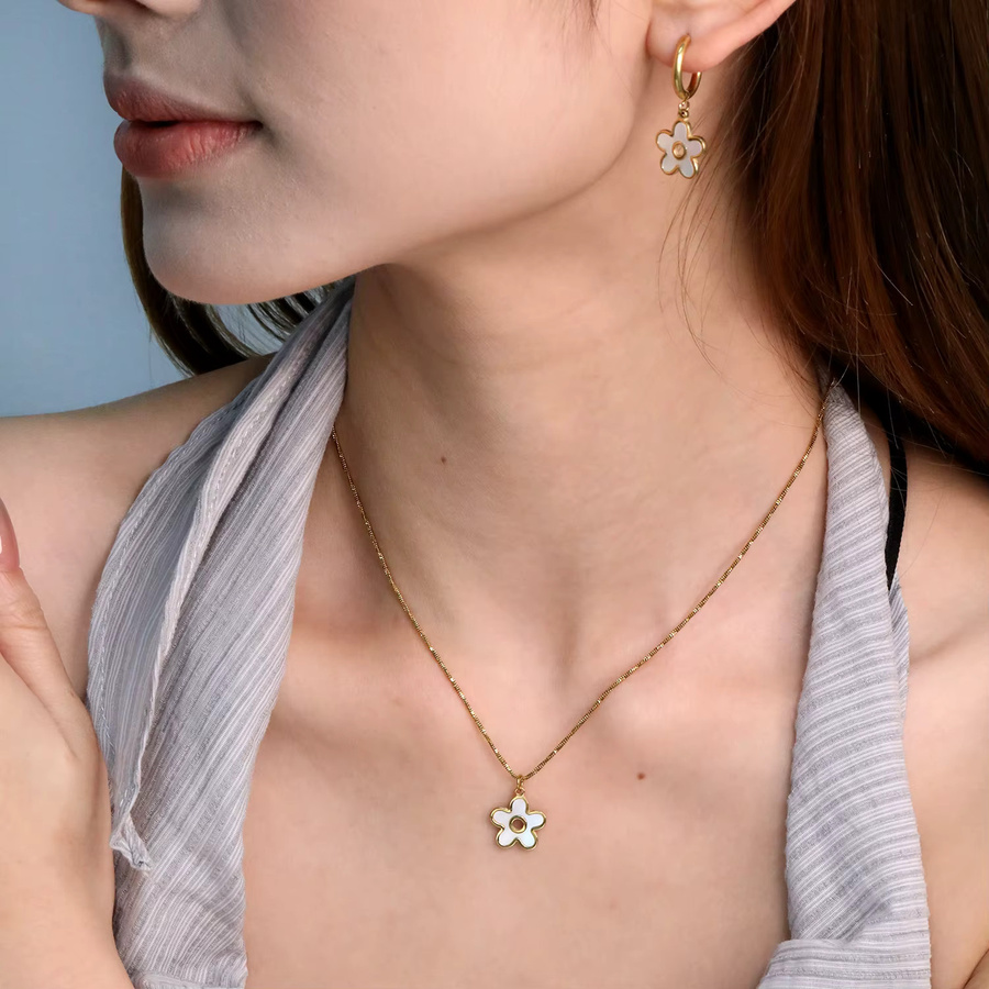 LUXUSTEEL Schmuck-Set, Ohrring und Halskette, Edelstahl, Gold, Kinder - Bild 2