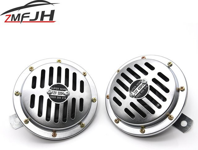 ZMFJH Elektrische Super Horn Lufthupe Set 12V 430 Hz in Chrom Aluminium für Autos LKW und Motorräder, Durchmesser: 125 mm, Farbe: Silber - Bild 1