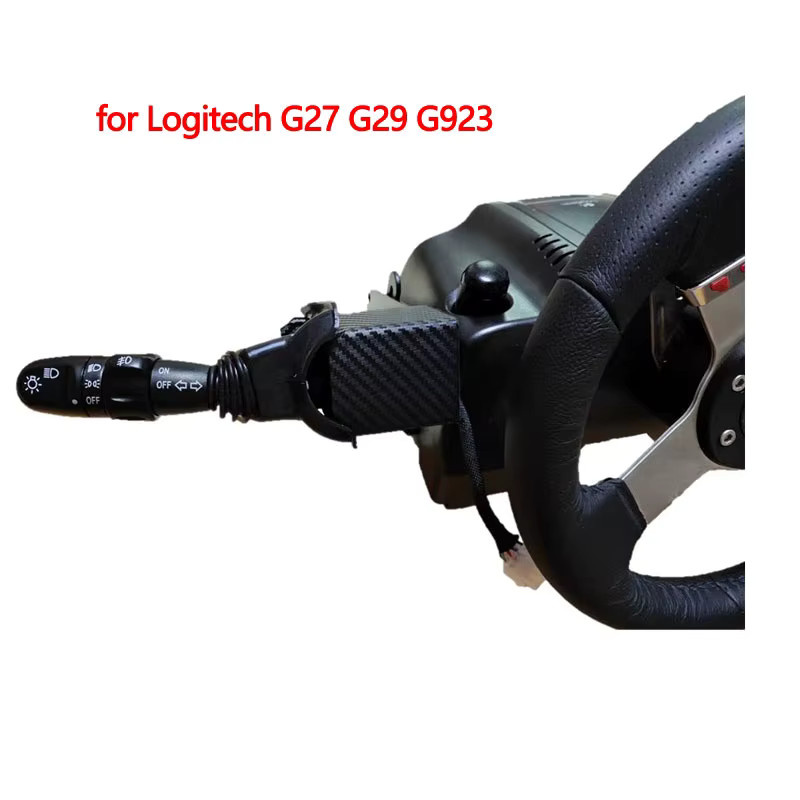 Sim Racing Zubehör Set für Logitech G27 G29 G923 mit Lkw Blinker, Scheibenwischer-Schalter und Zündschloss in Schwarz - Bild 2
