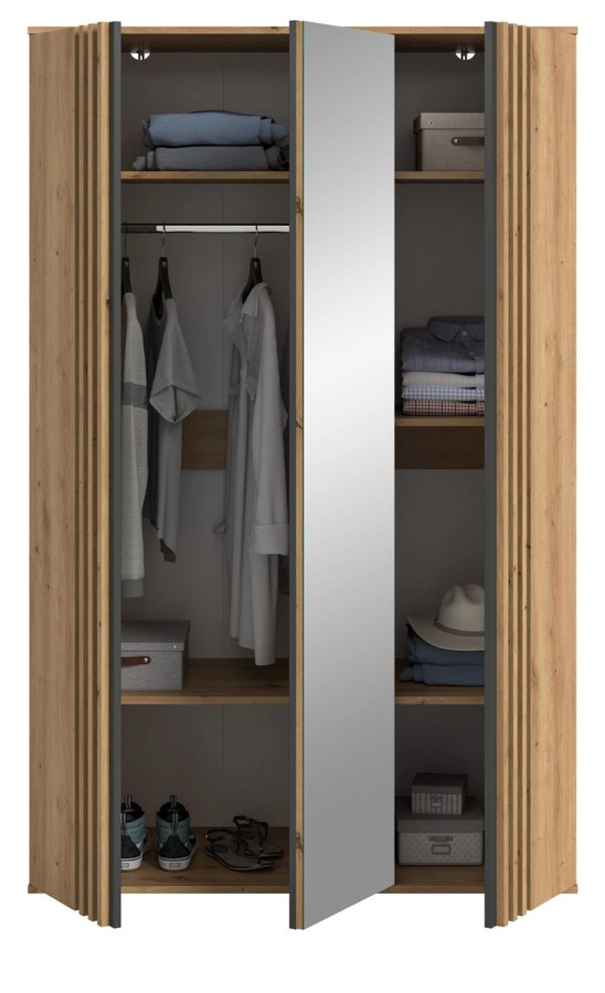 Kleiderschrank Björke mit Spiegel in Artisan Eiche, B/H: 120 x 192 cm - Bild 4