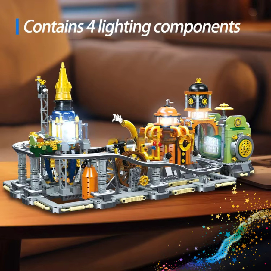 Yangkili Steampunk Mond Basis Bausteine Set MOC Modulare Architektur Weltraum Spielzeug für Kinder in Mehrfarbig - Bild 2