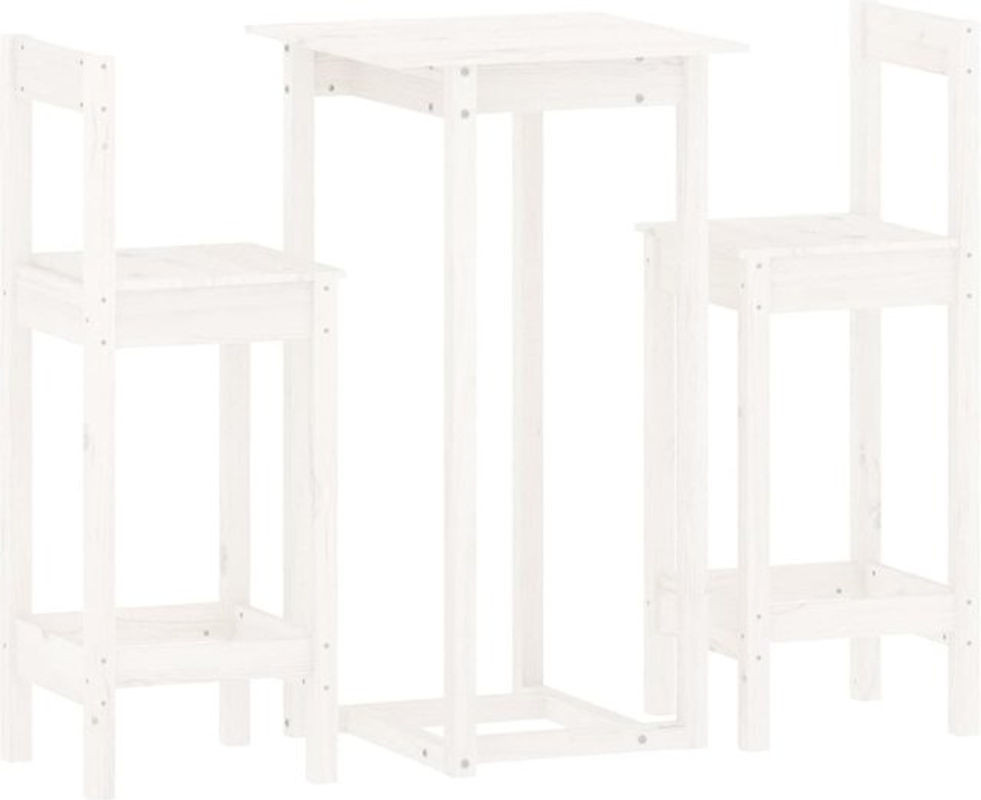 3-teiliges Bar-Set aus weißem Massivholz Kiefer im Landhausstil von vidaxl - Bild 1
