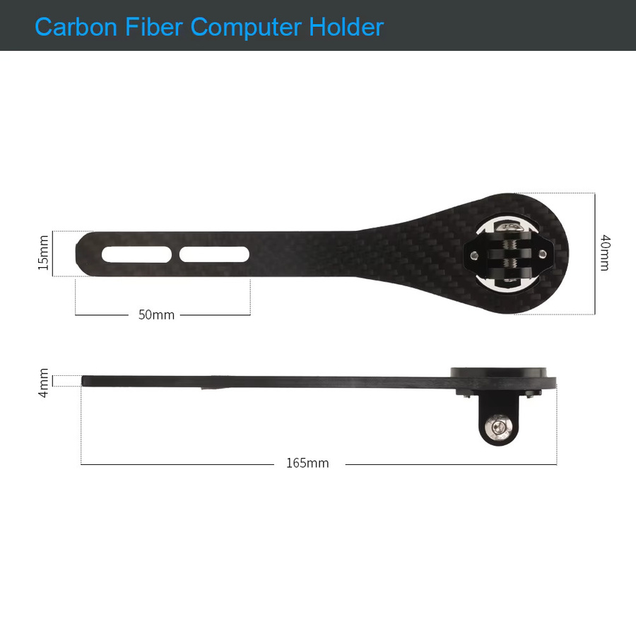 RIRO Carbon Fahrrad Computer Halterung für Garmin, GoPro, Wahoo und Bryton in Schwarz - Bild 3
