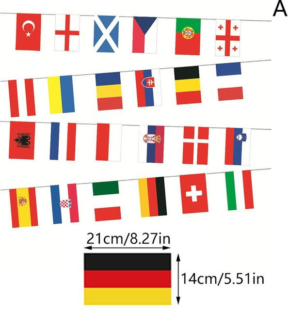 Paddya Europa Länder Flaggen Bunting Set mit 24 Stück, Mehrfarbig, Polyester, Größe pro Flagge: Breite: 21 cm, Höhe: 14 cm - Bild 1
