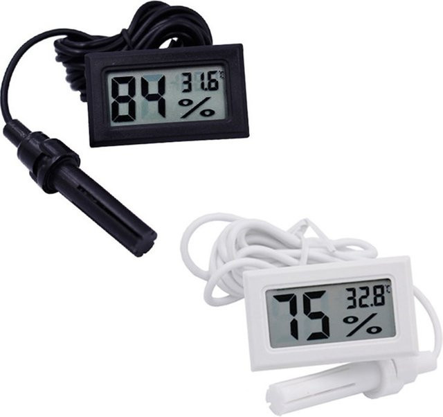 JUANJUAN Digitales Thermometer und Hygrometer mit LCD-Anzeige zur Messung von Temperatur und Luftfeuchtigkeit in Schwarz oder Weiß - Bild 1