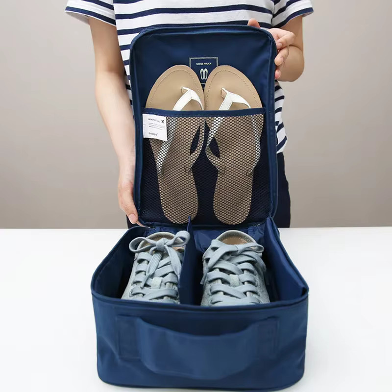 Rilibegan Tragbare Nylon-Schuhtasche als Reise-Organizer für Schuhe und Kleidung in Grau oder Blau - Bild 2