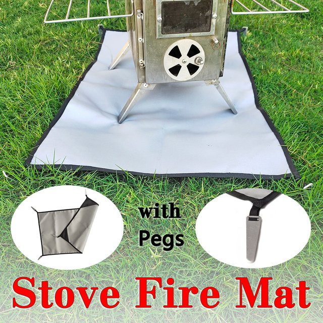 Feuerfeste Campingmatte von HIDE WALKER in Grau aus Polyester als Flammenhemmender Schutz für Outdoor-Öfen und Feuerstellen - Bild 1