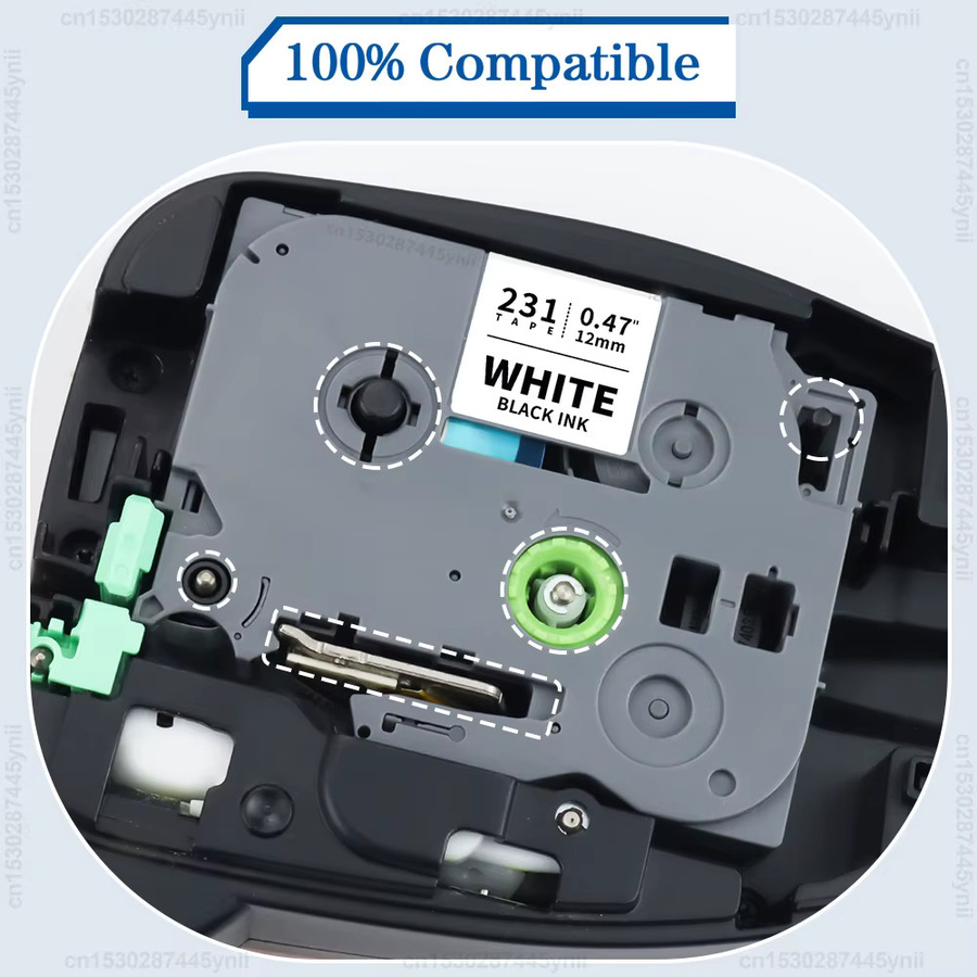 Labelwell TZe-231 Etikettenband Schwarz auf Weiß, 12mm, kompatibel mit Brother P-touch PTH110 und D400 - Bild 2