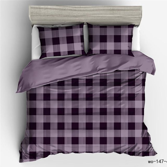 RunGrape Bettwäsche Set aus Mikrofaser mit Karomuster in Lila, B/H: 240 x 220 cm - Bild 1