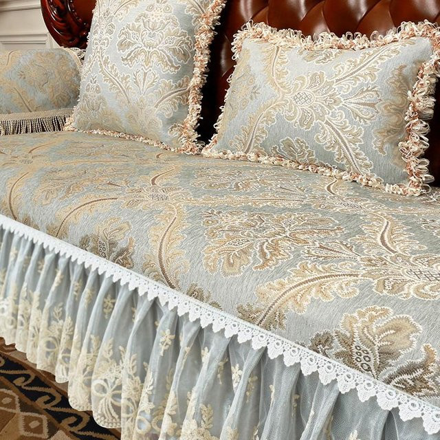 Yiran Furniture Sofahülle Jacquard in Beige mit floralem Muster, rutschfester Sitzbezug für das Wohnzimmer, Armlehnenbezug Breite: 58 cm, Höhe: 65 cm - Bild 1
