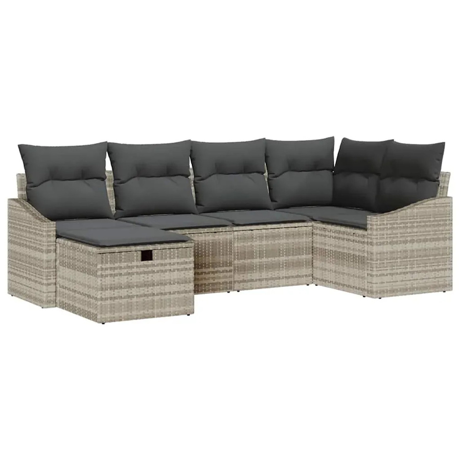 vidaXL Garten-Sofa-Set mit Kissen und integriertem Stauraum, 6-teilig, Beige und Grau - Bild 2
