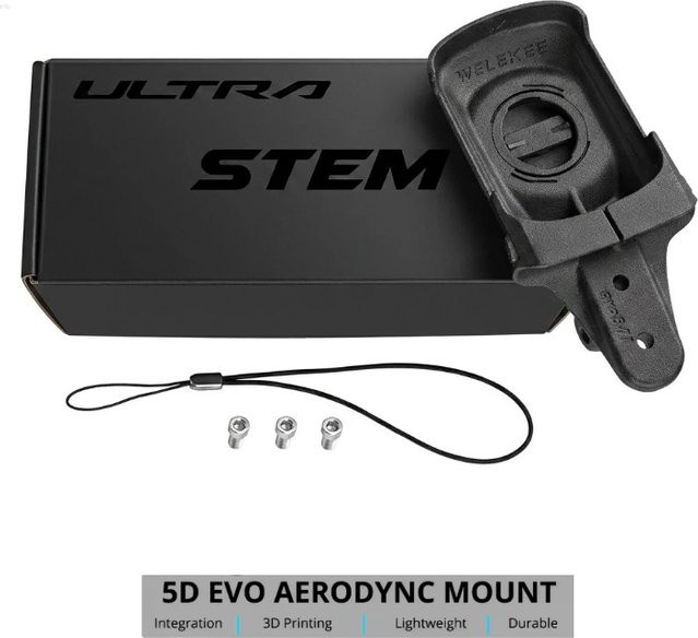 Aerodynamische 3D-gedruckte Computerhalterung für Garmin, Wahoo und Bryton in Schwarz, inklusive integrierter Tachometerhalterung für METRON 5D ACR EVO - Bild 1