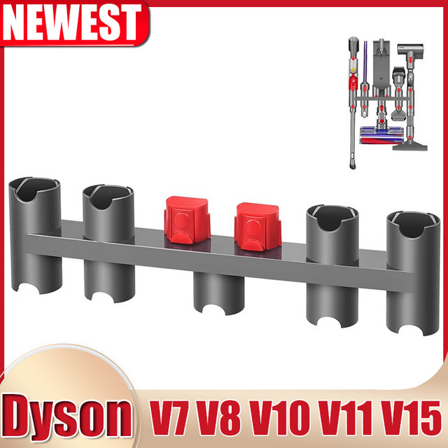 Wandmontierte Zubehörhalterung für Dyson Staubsauger V7 V8 V10 V11 V15 mit Regal in Grau - Bild 1