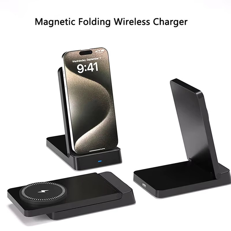 VIKEFON Faltbarer Magnetischer Kabelloser Ladeständer für MagSafe iPhone und Samsung Schnell-Ladestation - Bild 3
