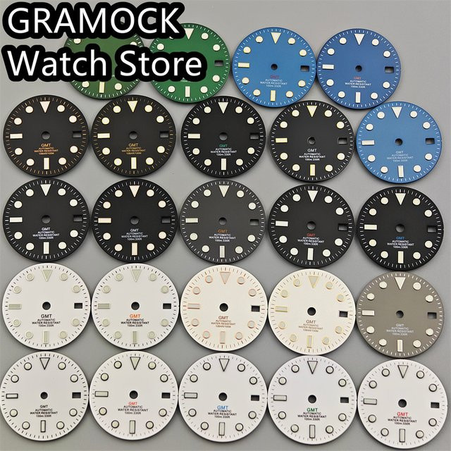 Gramock Zifferblatt, 29mm, schwarz weiß, GMT, NH34 Uhrwerk, Unisex - Bild 1