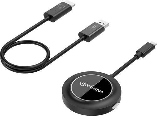 Manhattan HDMI-Funkübertragungs-Set in Schwarz mit 1920 x 1080 Pixel Auflösung und Anschlüssen für HDMI, USB-C und USB-A für eine Reichweite von 30m - Bild 1
