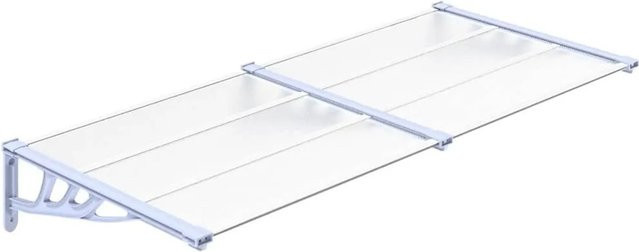 vidaXL Türvordach aus Polycarbonat in Grau und Transparent, B: 199 cm, H: 90 cm - Bild 1