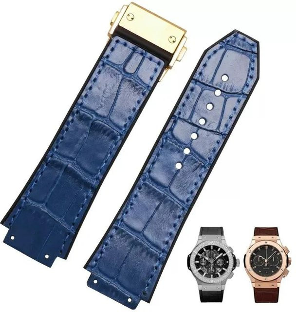 Uhrenarmband Rindsleder, Schwarz, Schmetterlingsschließe, Herren - Bild 1