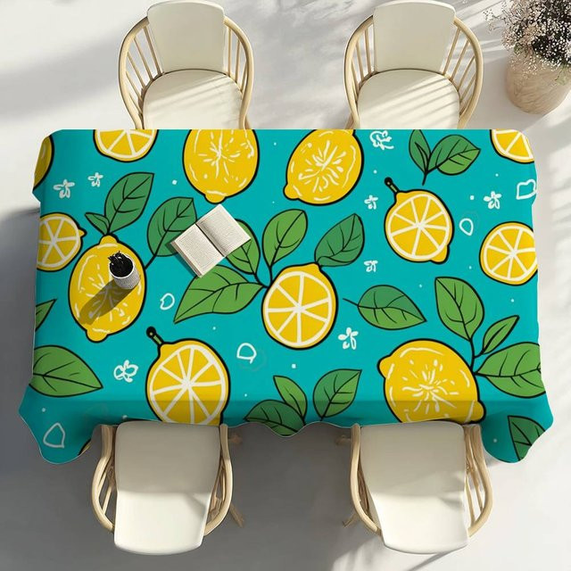 Wasserdichte und fleckenabweisende Tischdecke mit Zitronenmuster von Fancy Style Studio, B/B: 100 x 140 cm, Mehrfarbig - Bild 1
