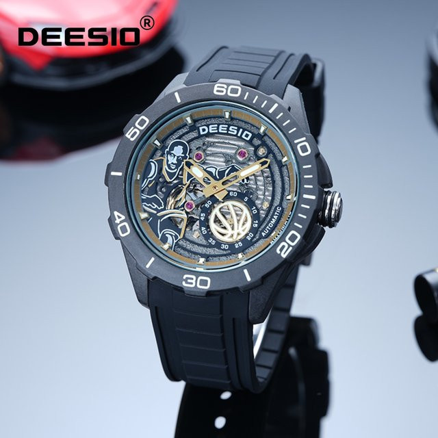 Deesio Armbanduhr, Automatik, Kohlefasergehäuse, Schwarz, Herren - Bild 1