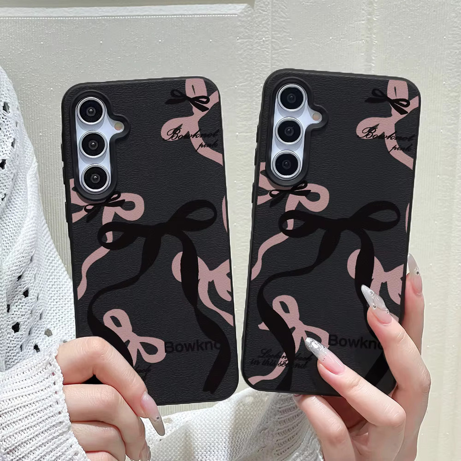 Doppellagige Handyhülle mit Schleife für Samsung Galaxy S25 Ultra S24 FE S23 A17 A56 5G A16 A55 A36 A53 A35 A06 A07 A26 in Schwarz und Pink - Bild 4