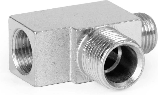 Wiltec T-Stück Verbinder als Ersatzteil für Airbrush Kompressor AS189 in Silber - Bild 1