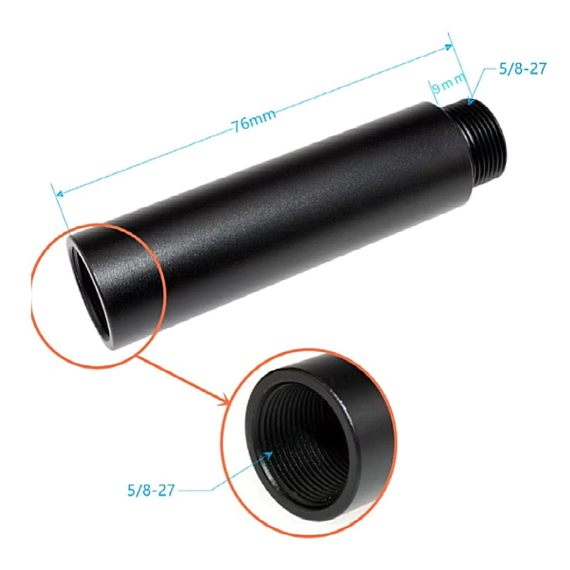 Mikrofonständer Verlängerungsrohr mit Schraubkonverter Adapter Set für 5/8 Zoll, 1/4 Zoll und 3/8 Zoll in Schwarz und Silber - Bild 3