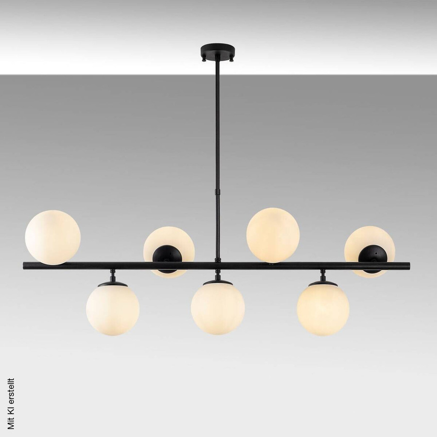 Opviq Deckenleuchte Fazli-10525 in Schwarz und Weiß mit Glas, Höhe: 85 cm, Breite: 113 cm, Tiefe: 40 cm, E14, 7 Brennstellen - Bild 4