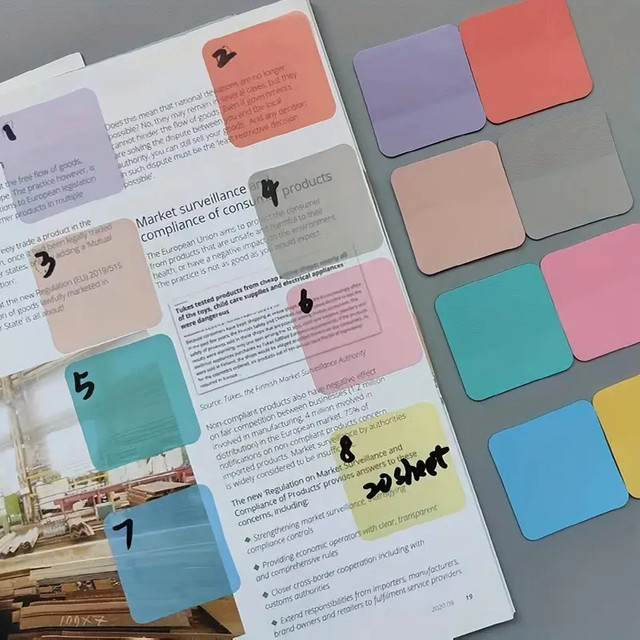 Transparenter Notizblock mit 160 Blatt in 8 Farben für Büro und Schule - Bild 1