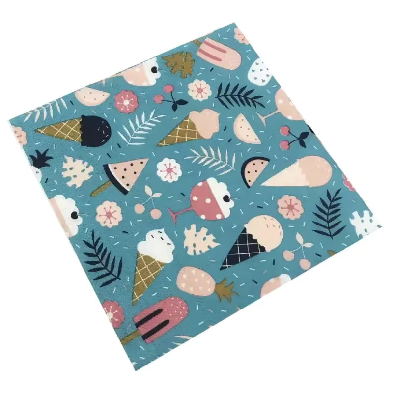 GUANYAO Einweg Servietten mit buntem Blumenmuster, 2-lagiges Papier, 20 Stück - Bild 3