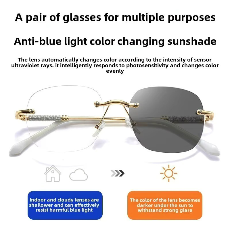 Randlose Korrektionsbrille, Photochrome, Metall, Unisex - Bild 2